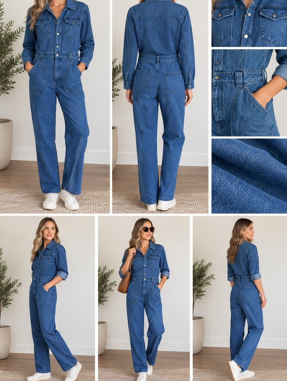 Anthropology Warp + Weft Blue Denim Coverall Jumpsuit